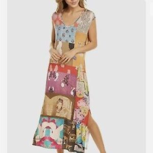 NWT Johnny Was Tokyo Patchwork Deep Side Slit Soft Jersey Shift Knit Dress!